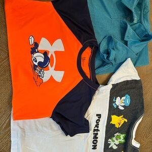 Under Armour Kids' Orange and Navy Graphic Tee - 3 shirt lot